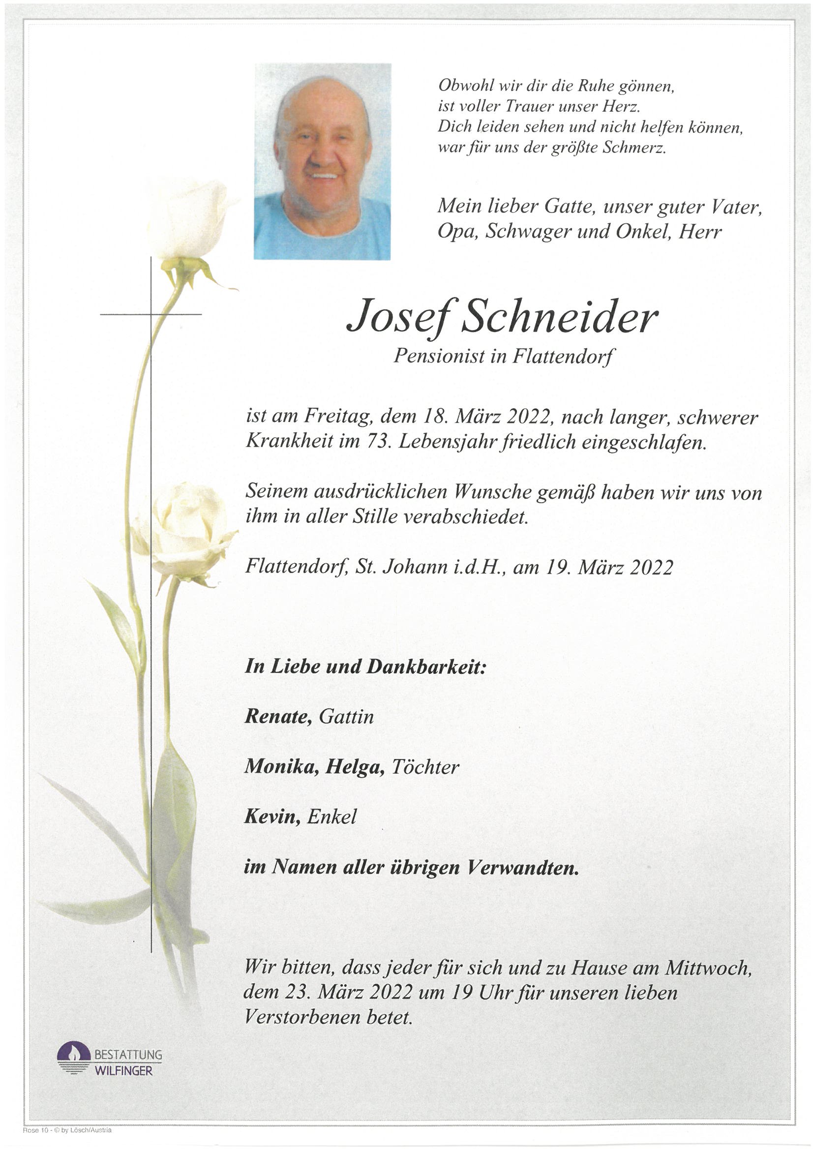 Josef Schneider, Flattendorf