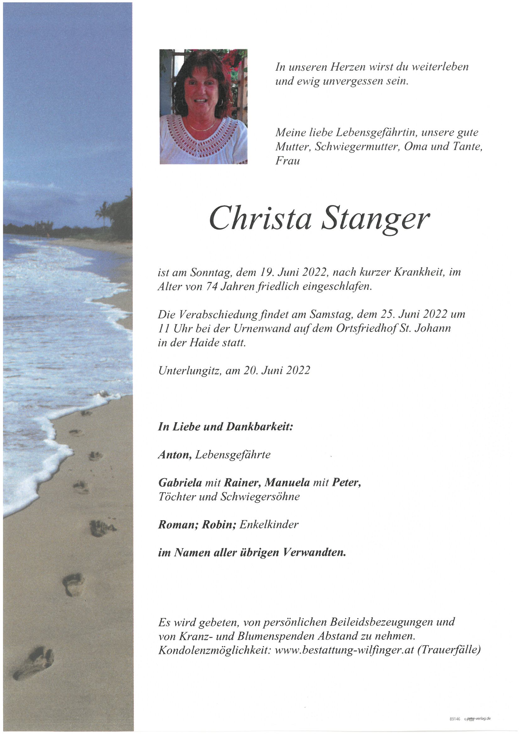 Christine Stanger, Unterlungitz