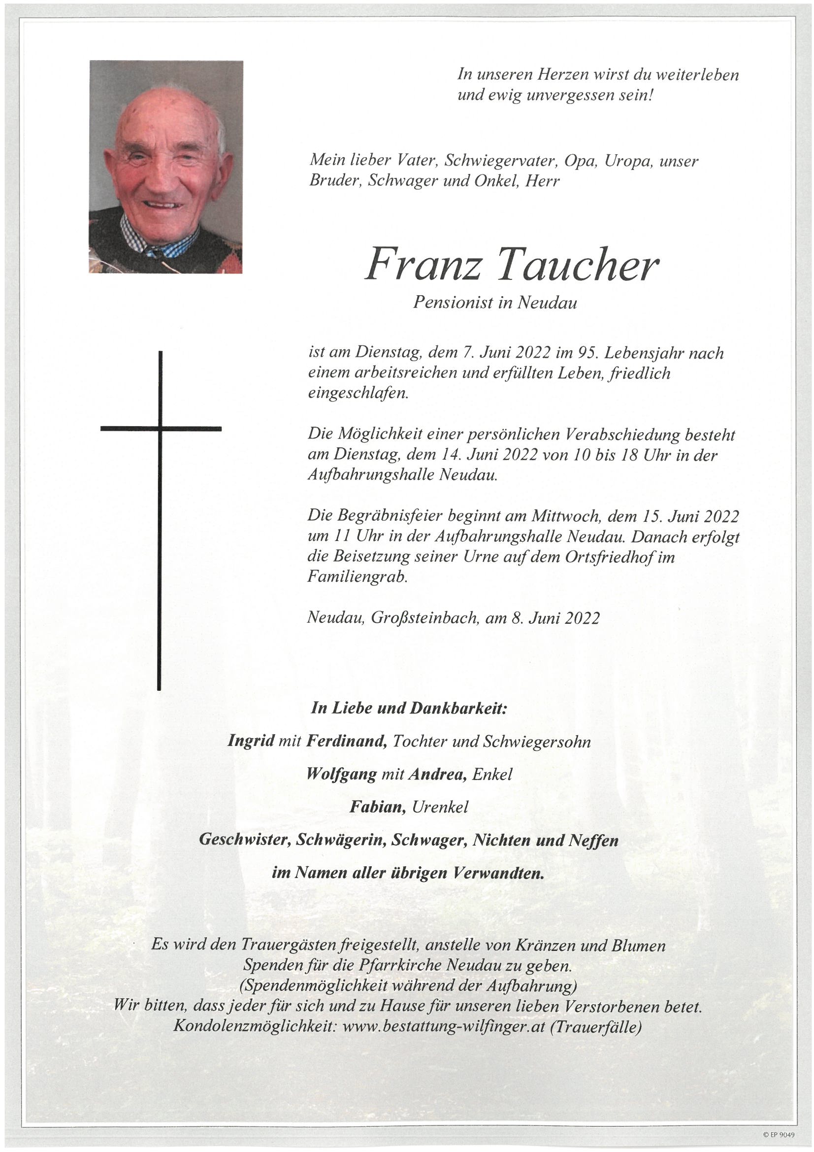 Franz Taucher, Neudau