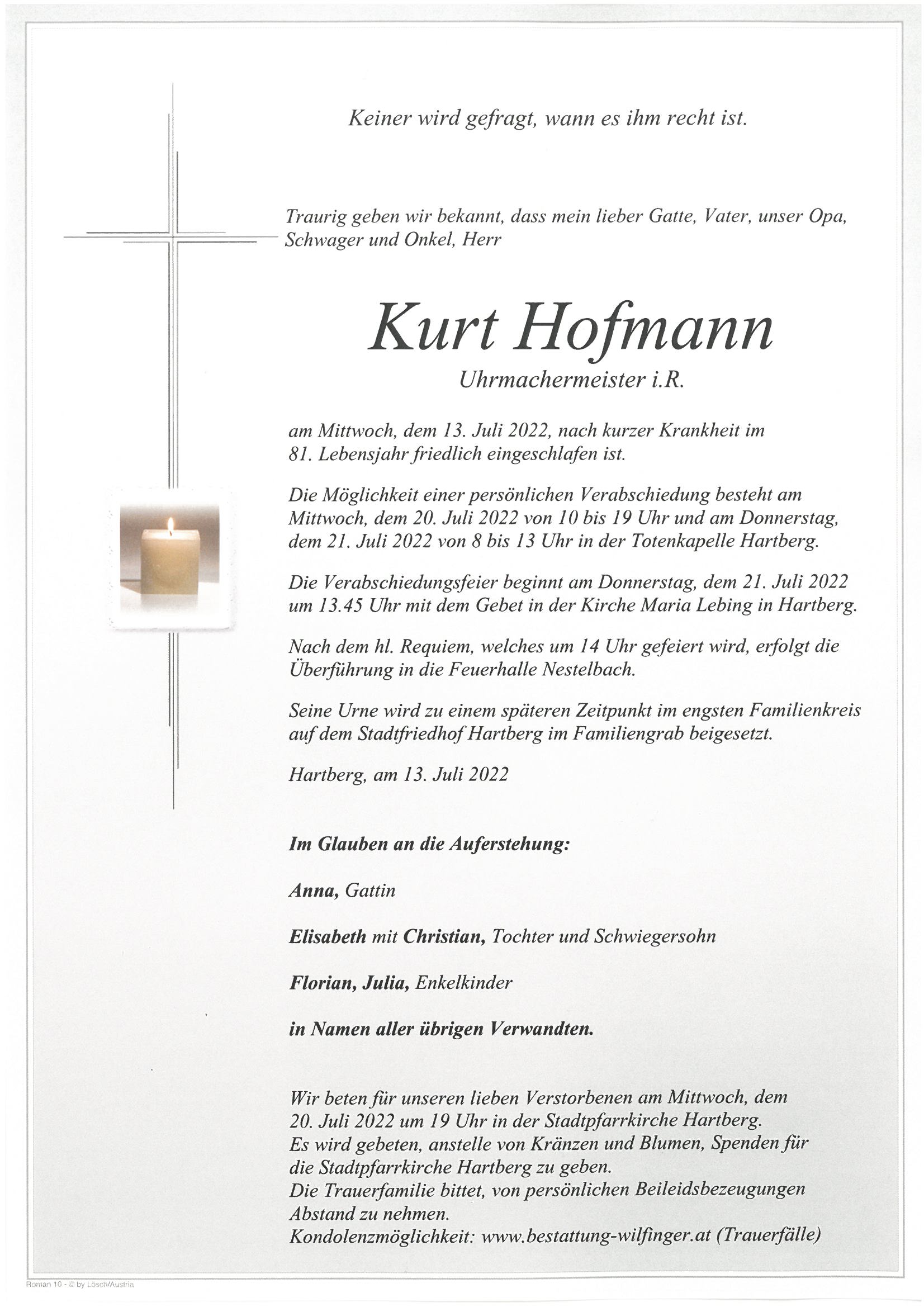 Kurt Hofmann, Hartberg-Ring