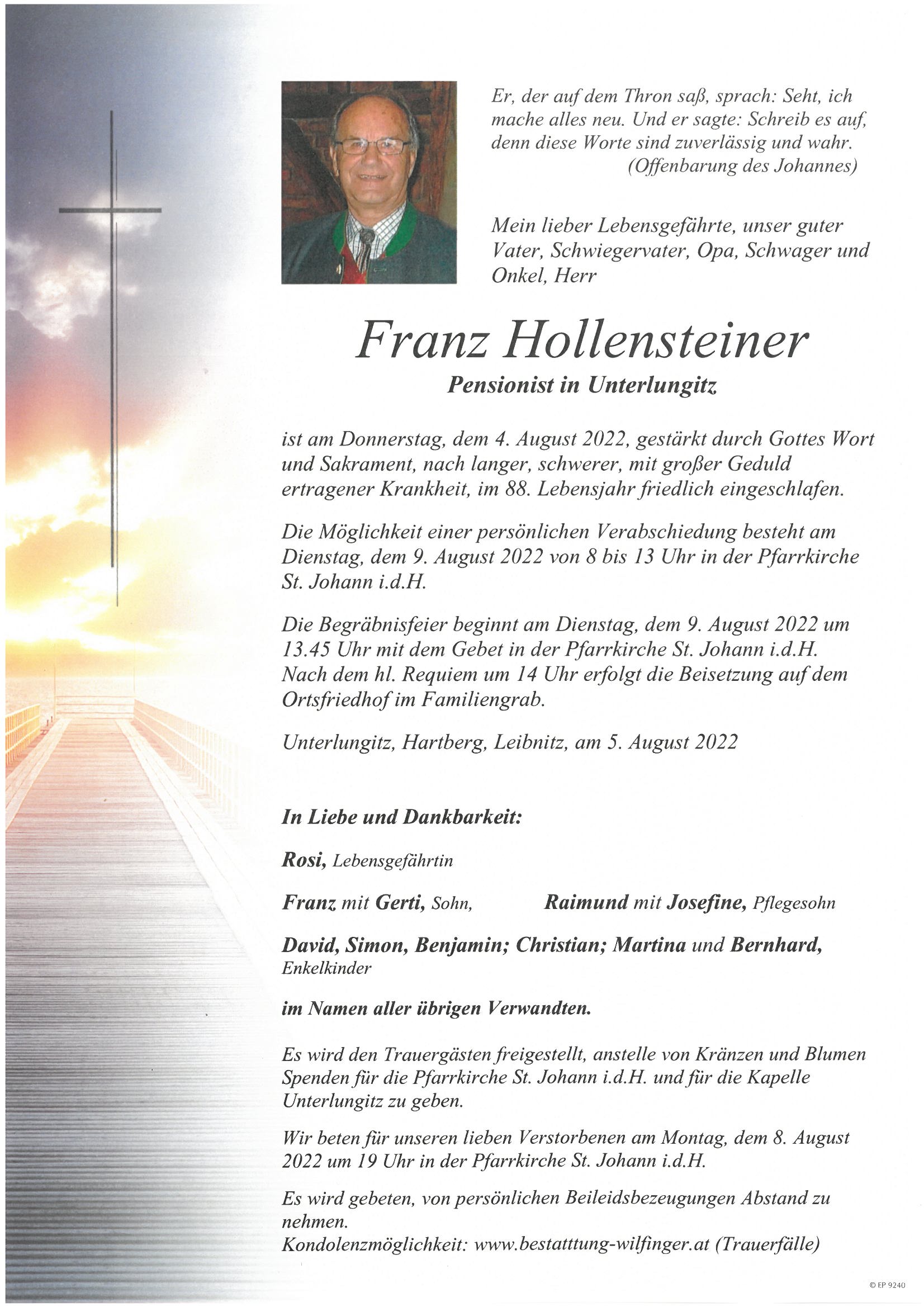 Franz Hollensteiner, Unterlungitz