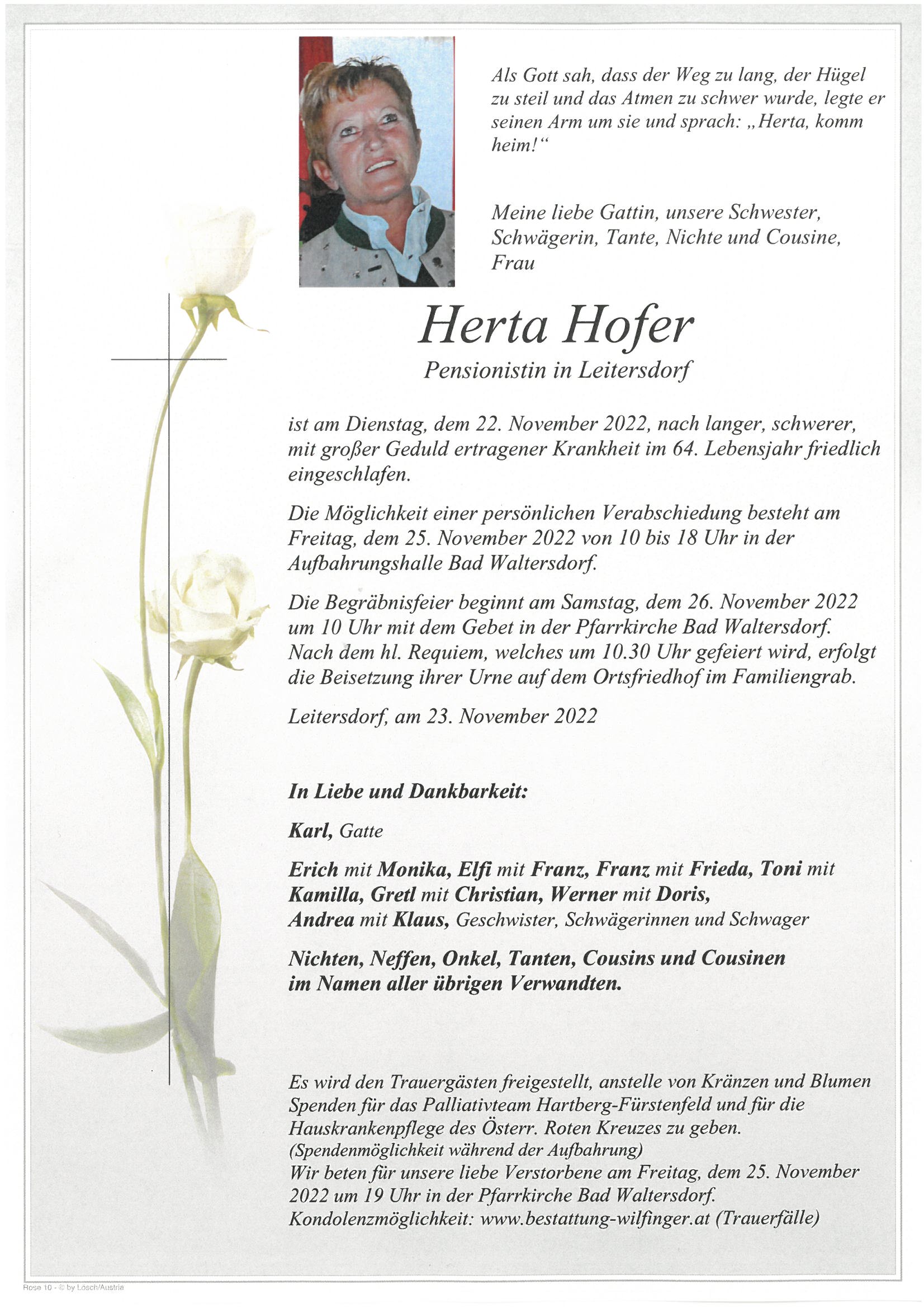 Herta Hofer, Leitersdorf