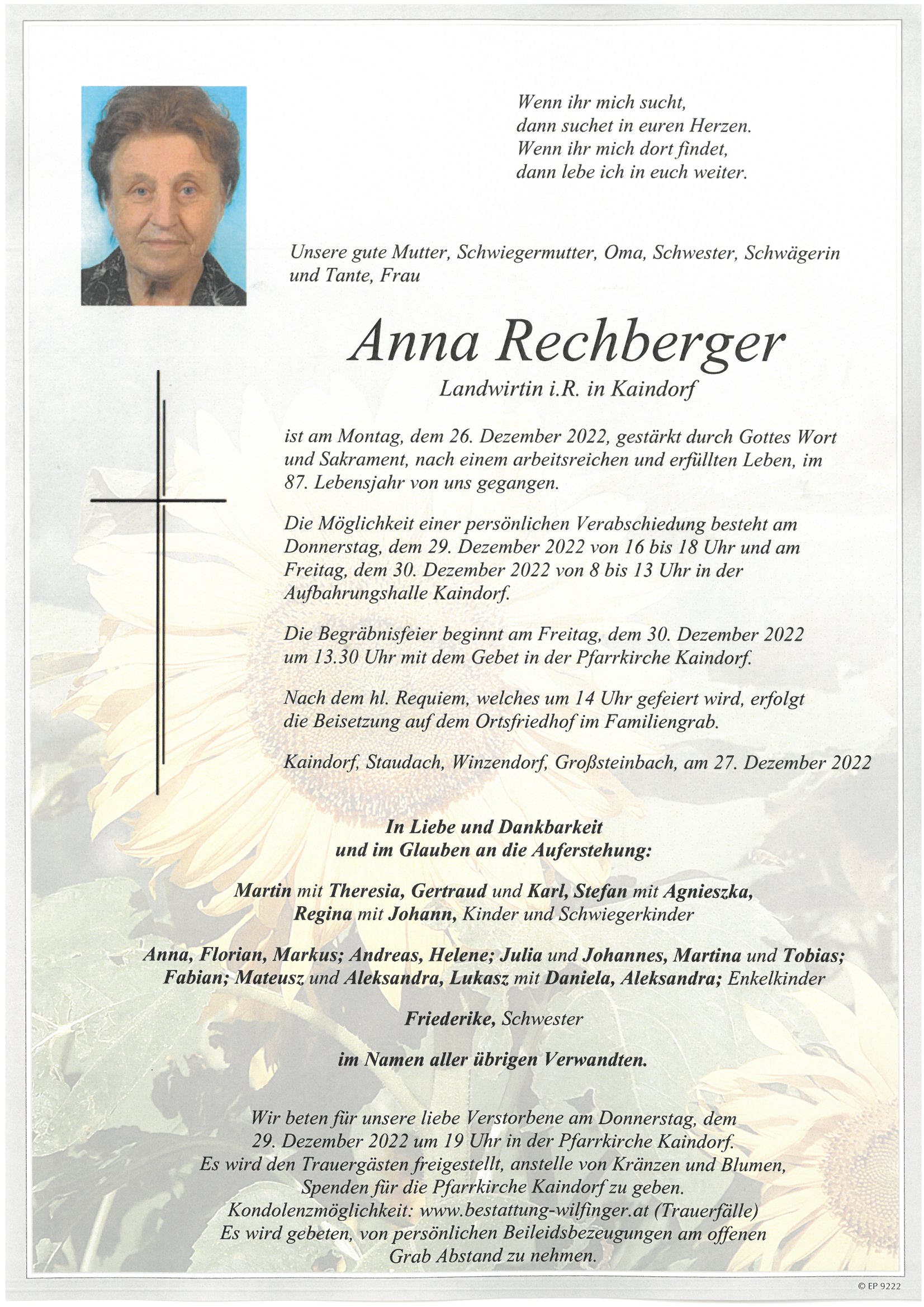 Anna Rechberger, Kaindorf