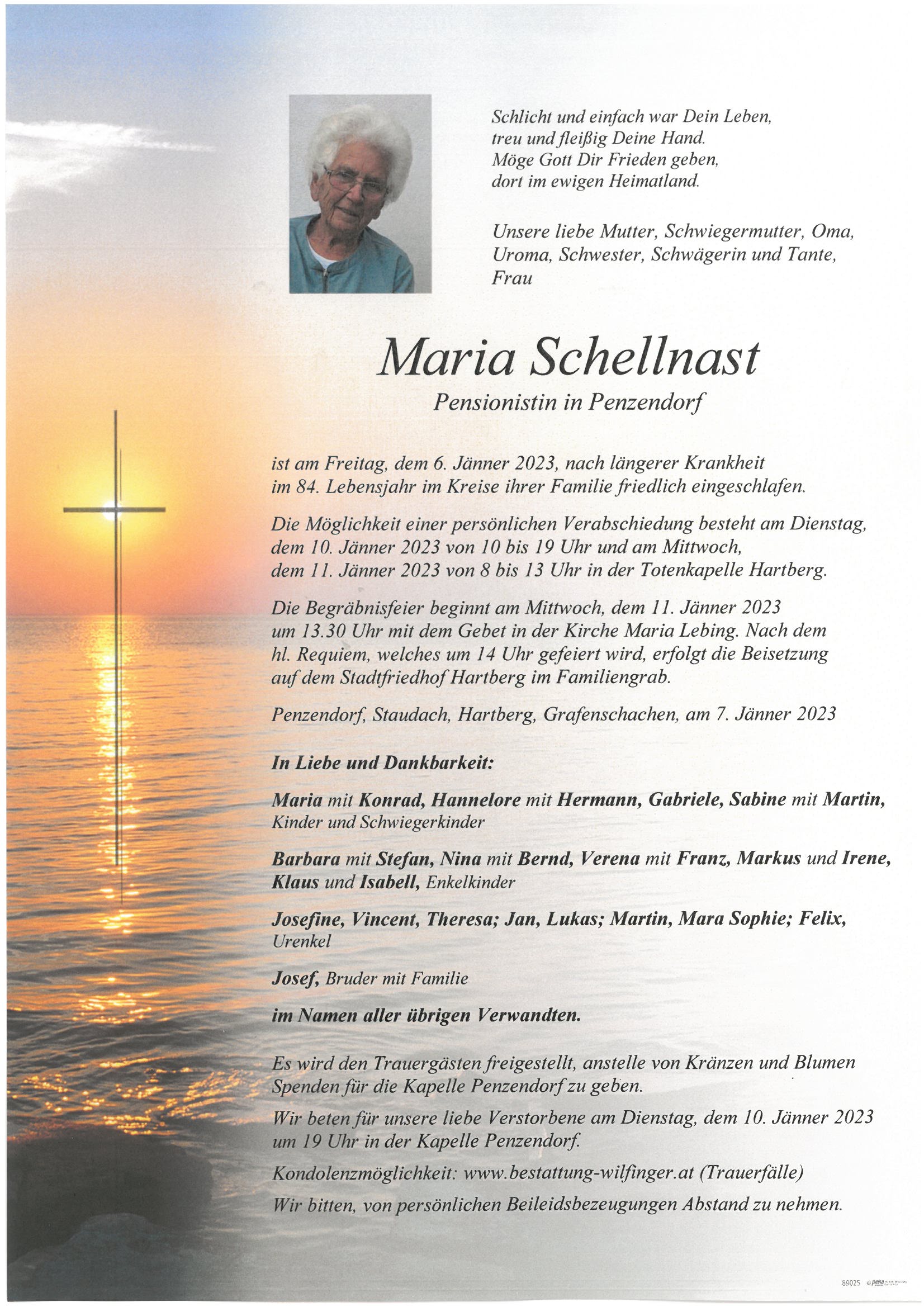 Maria Schellnast, Penzendorf