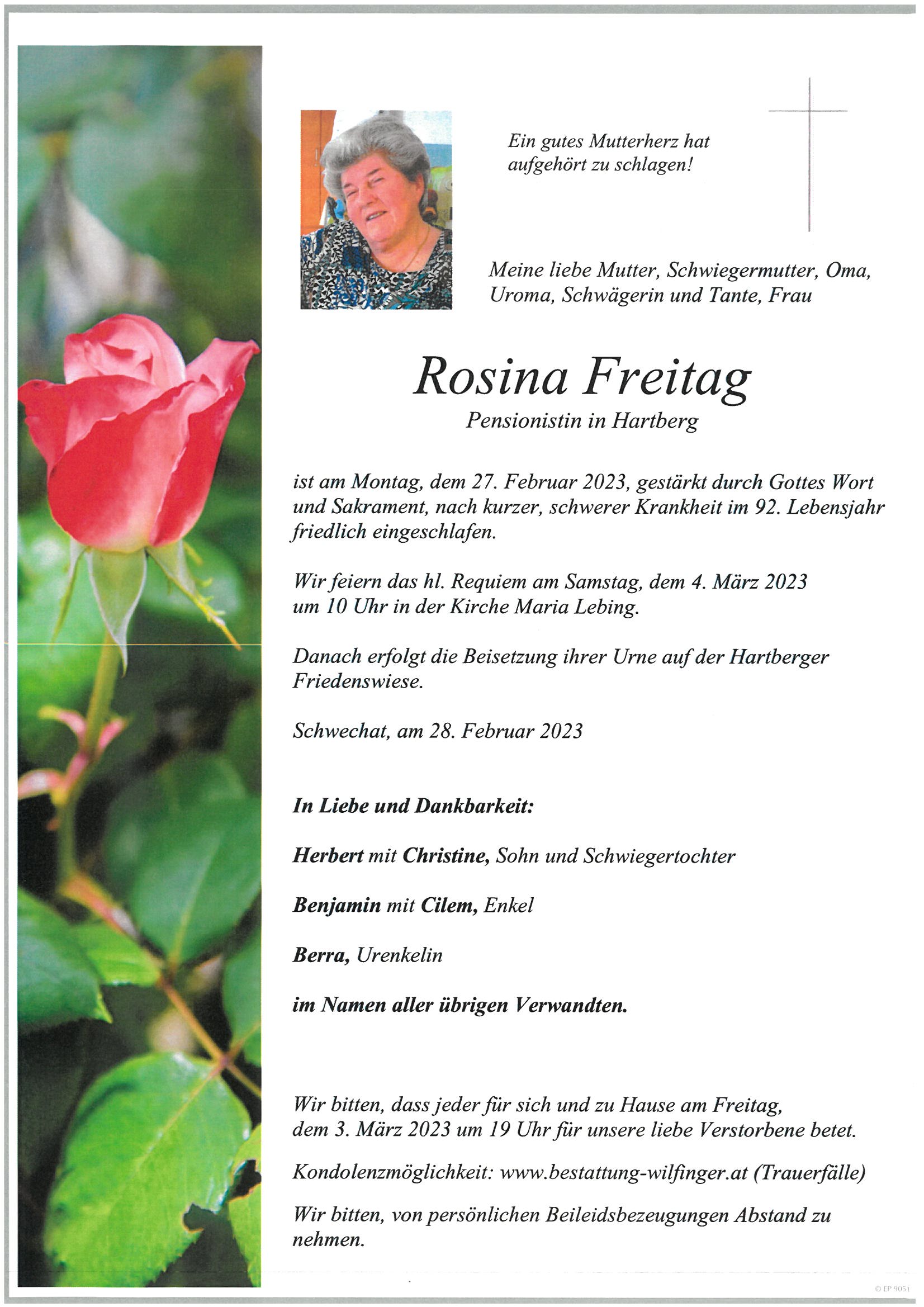Rosina Elsa Freitag, Hartberg-St. Johann i.d.H.