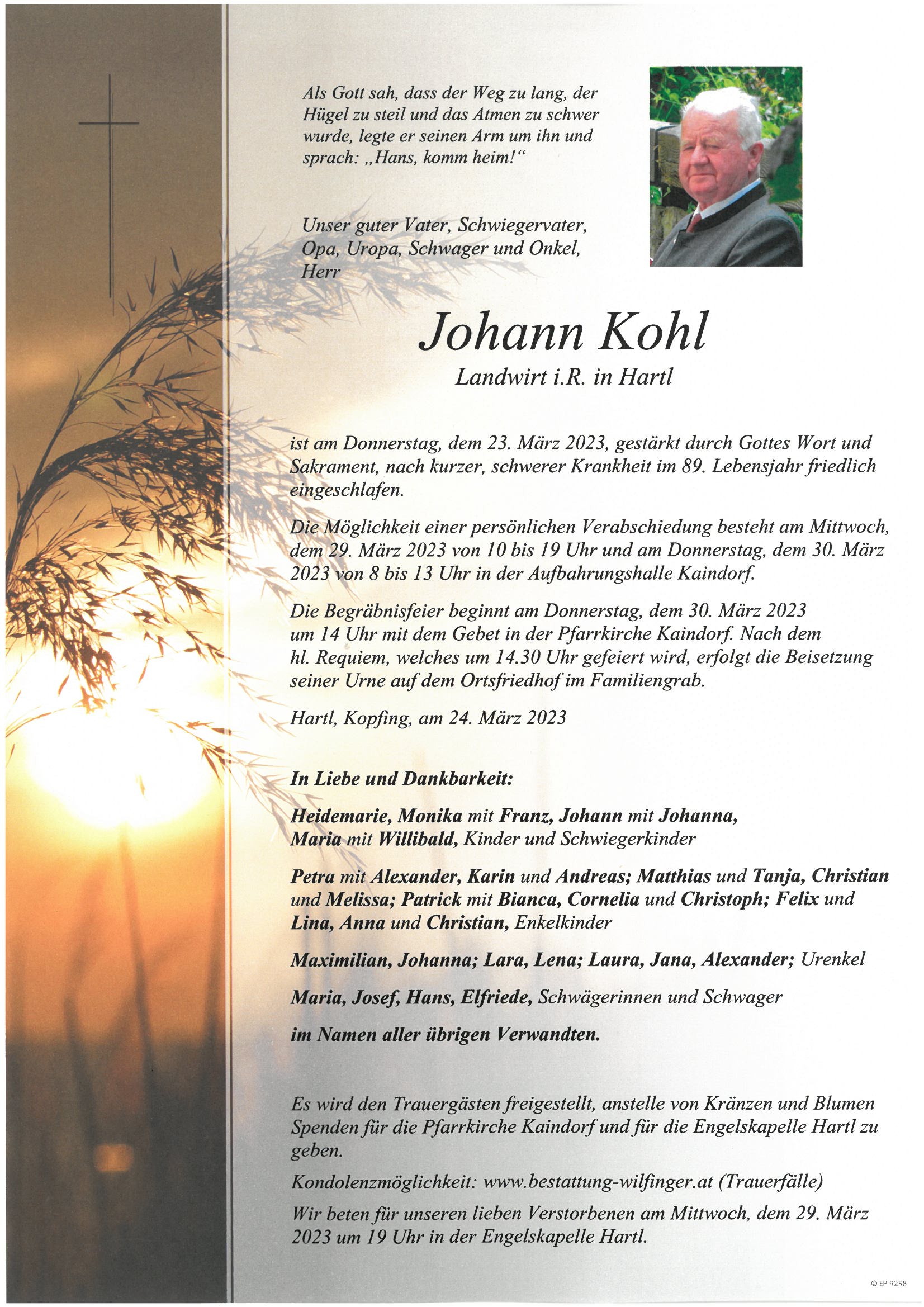 Johann Kohl, Hartl
