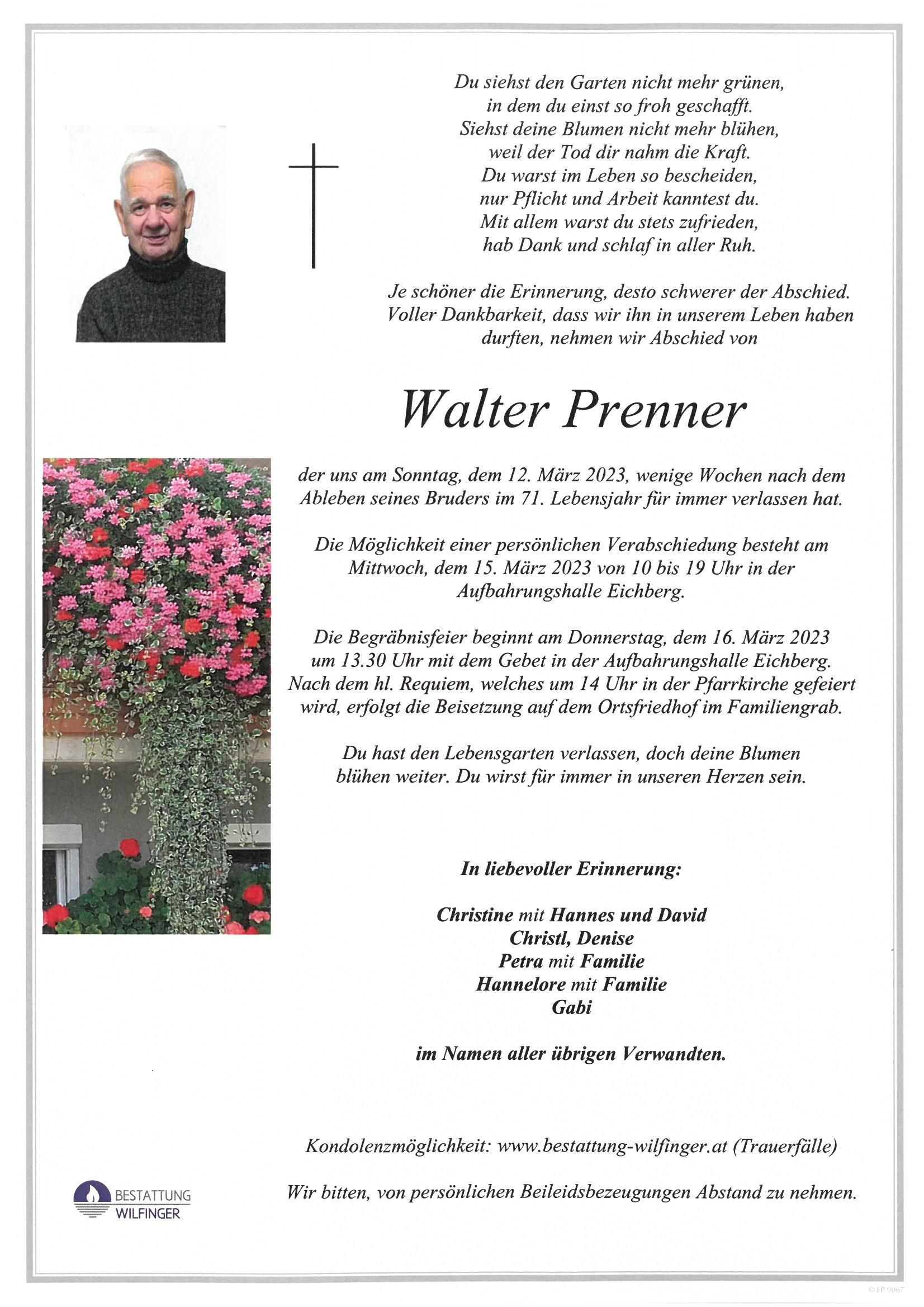 Prenner Walter, Lebing