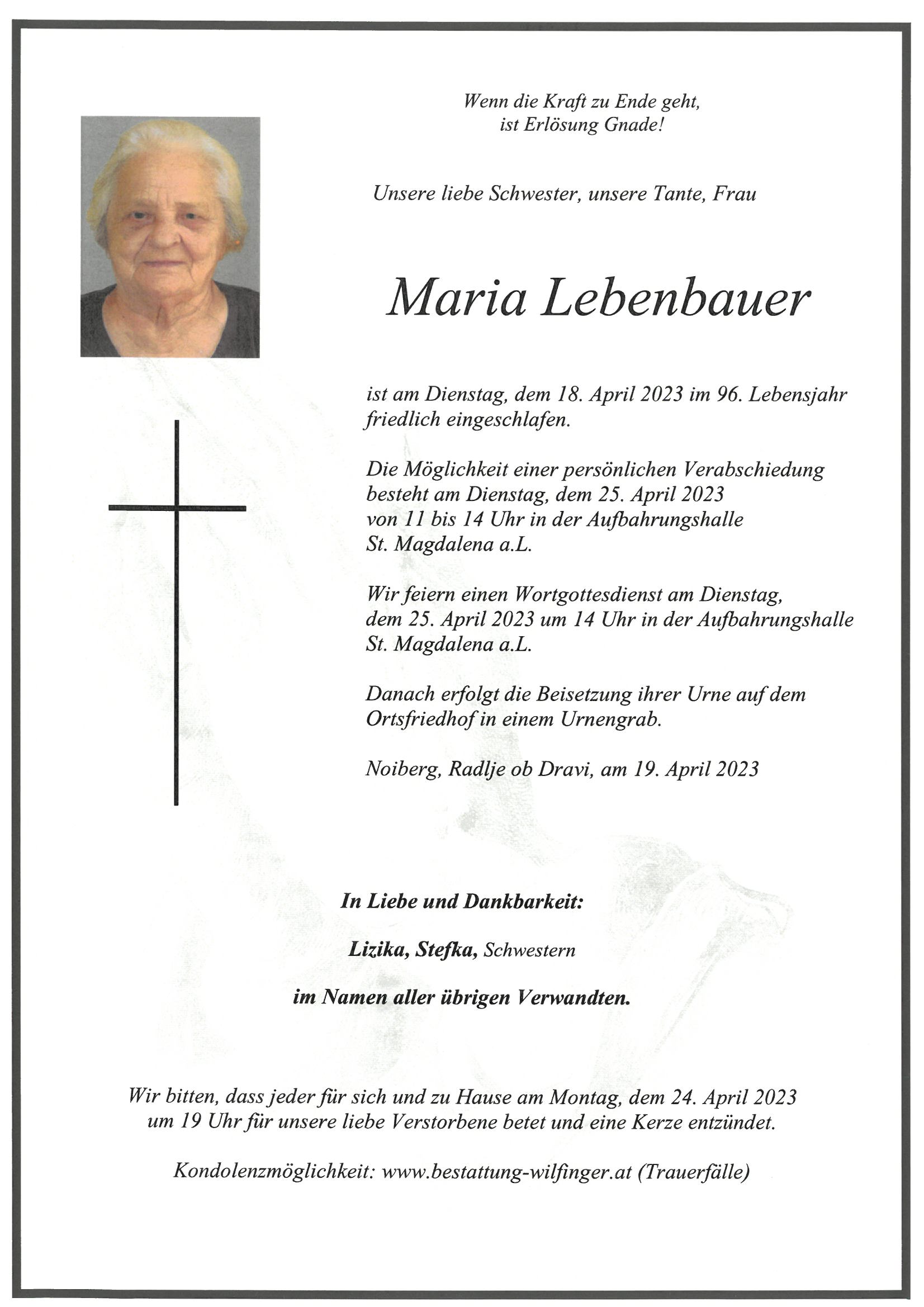 Maria Lebenbauer, Noiberg