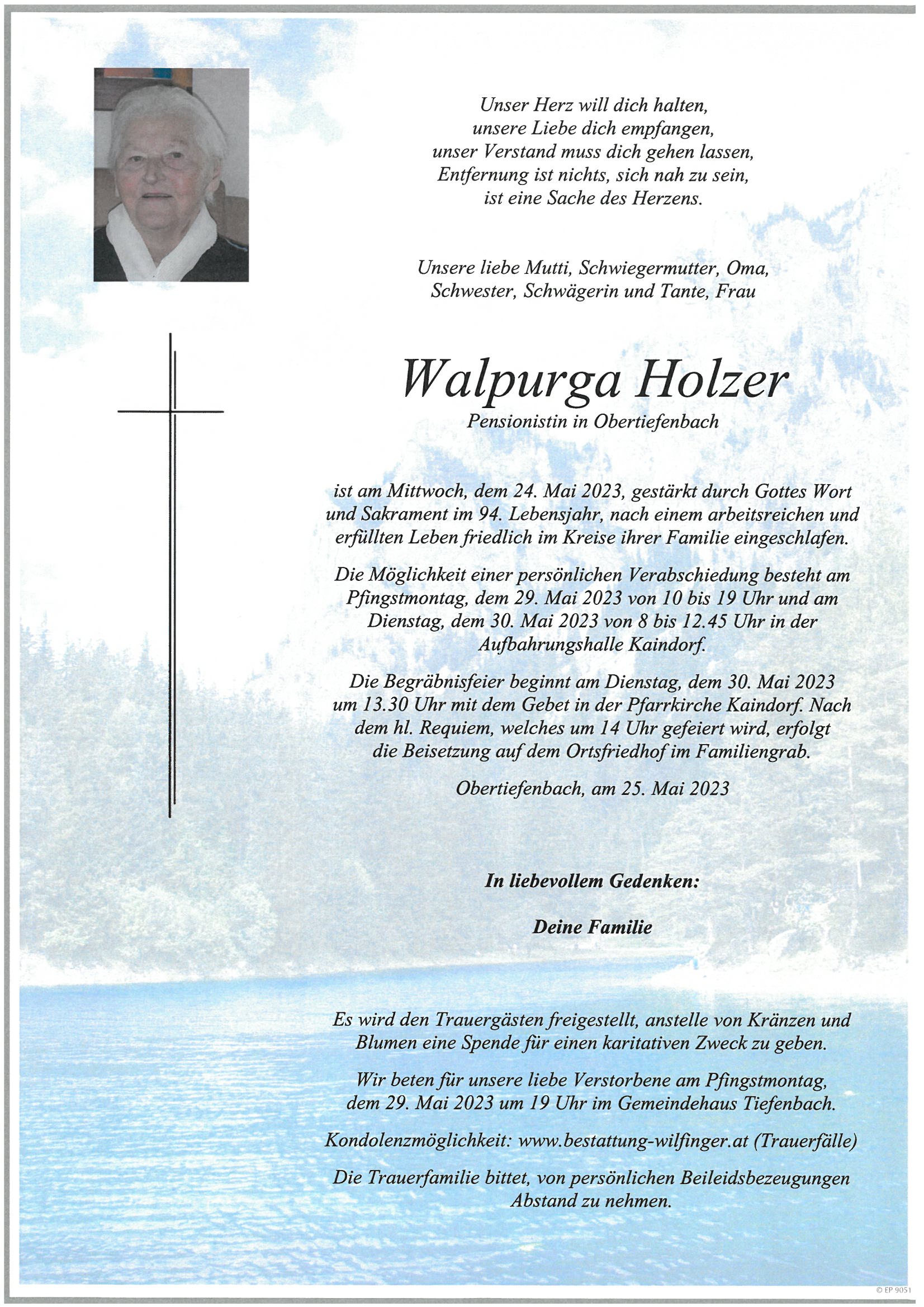 Walpurga Holzer, Obertiefenbach