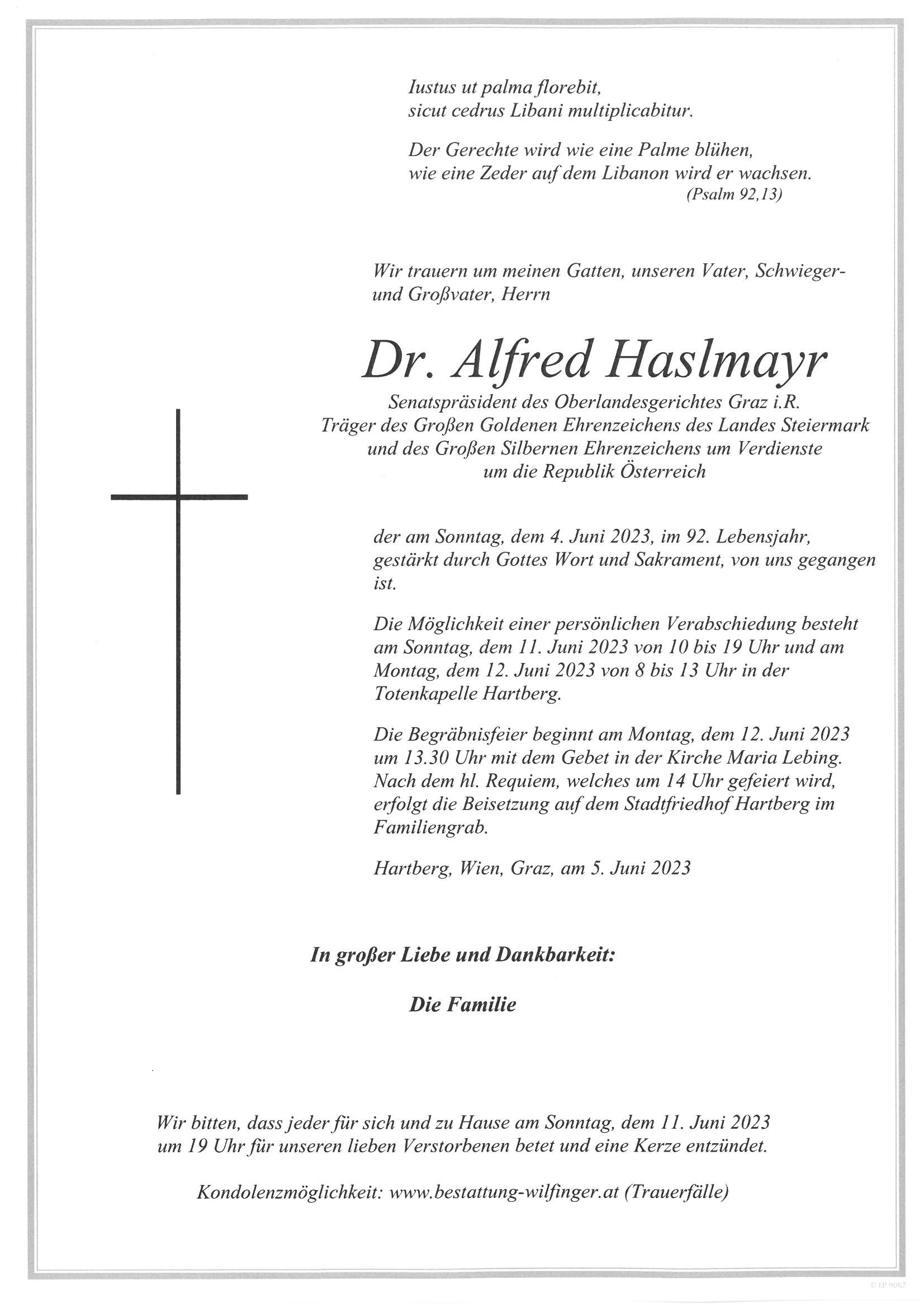 Dr. Alfred Haslmayr, Hartberg