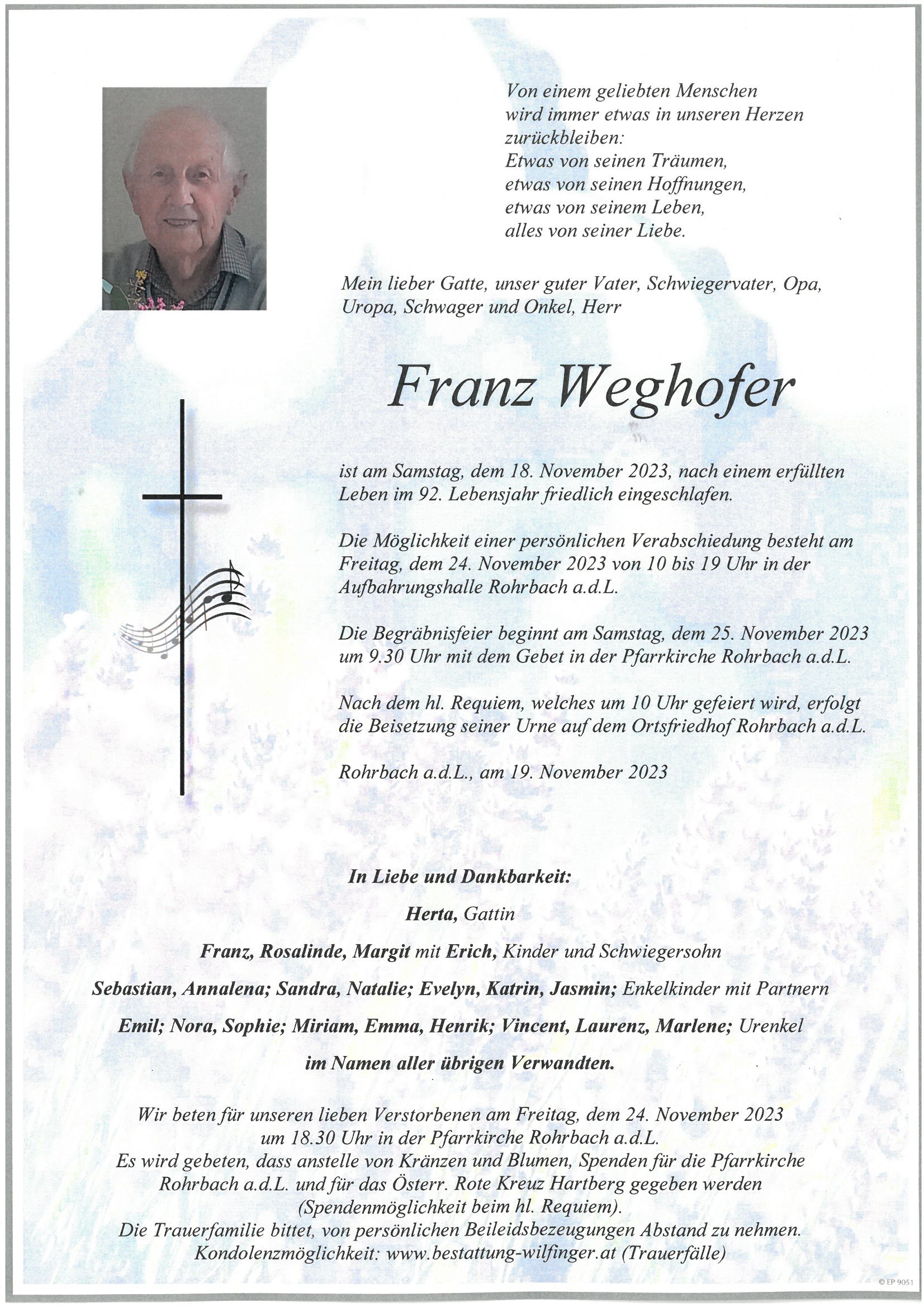 Franz Weghofer, Rohrbach a.d.L.