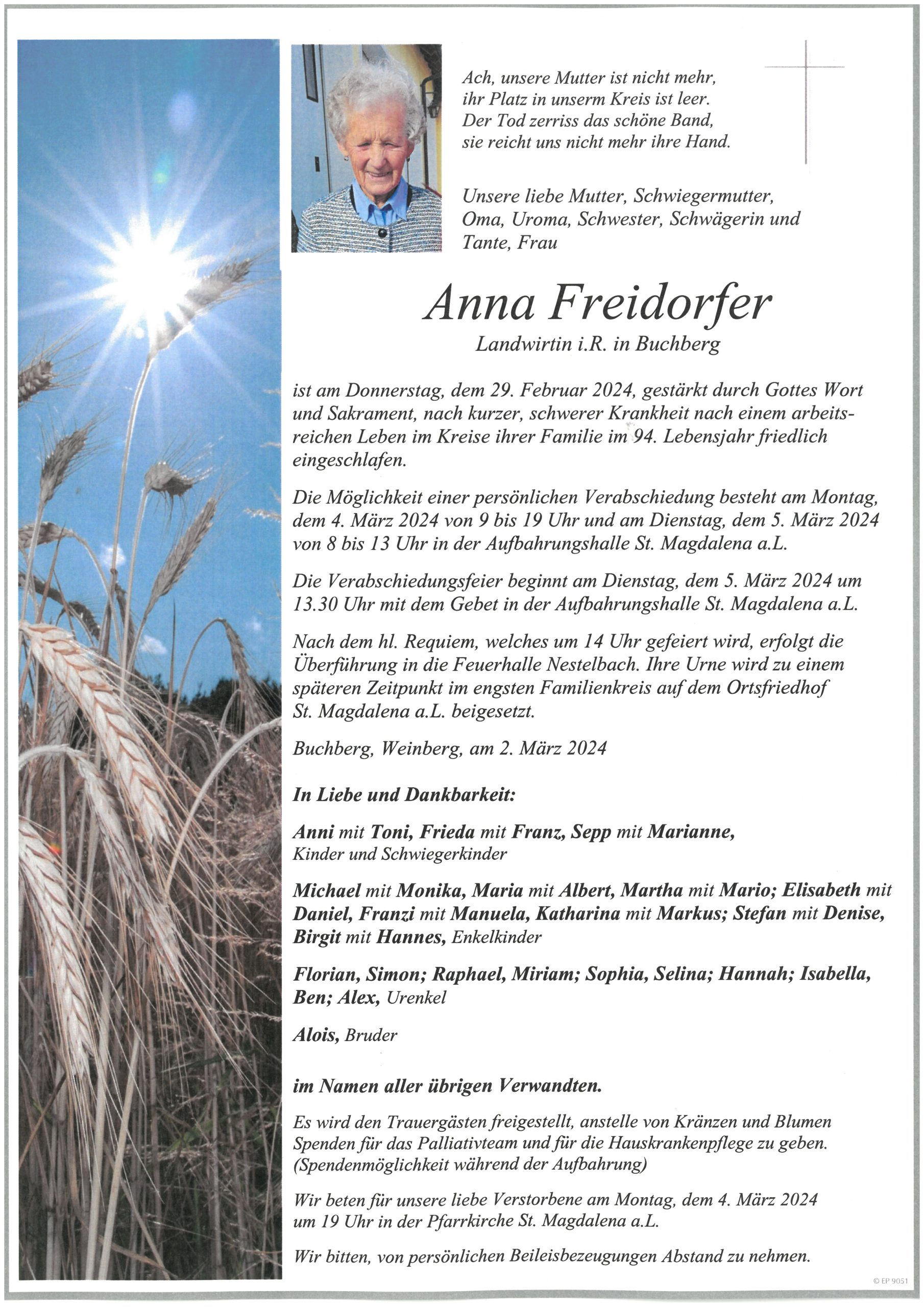 Anna Freidorfer, Buchberg