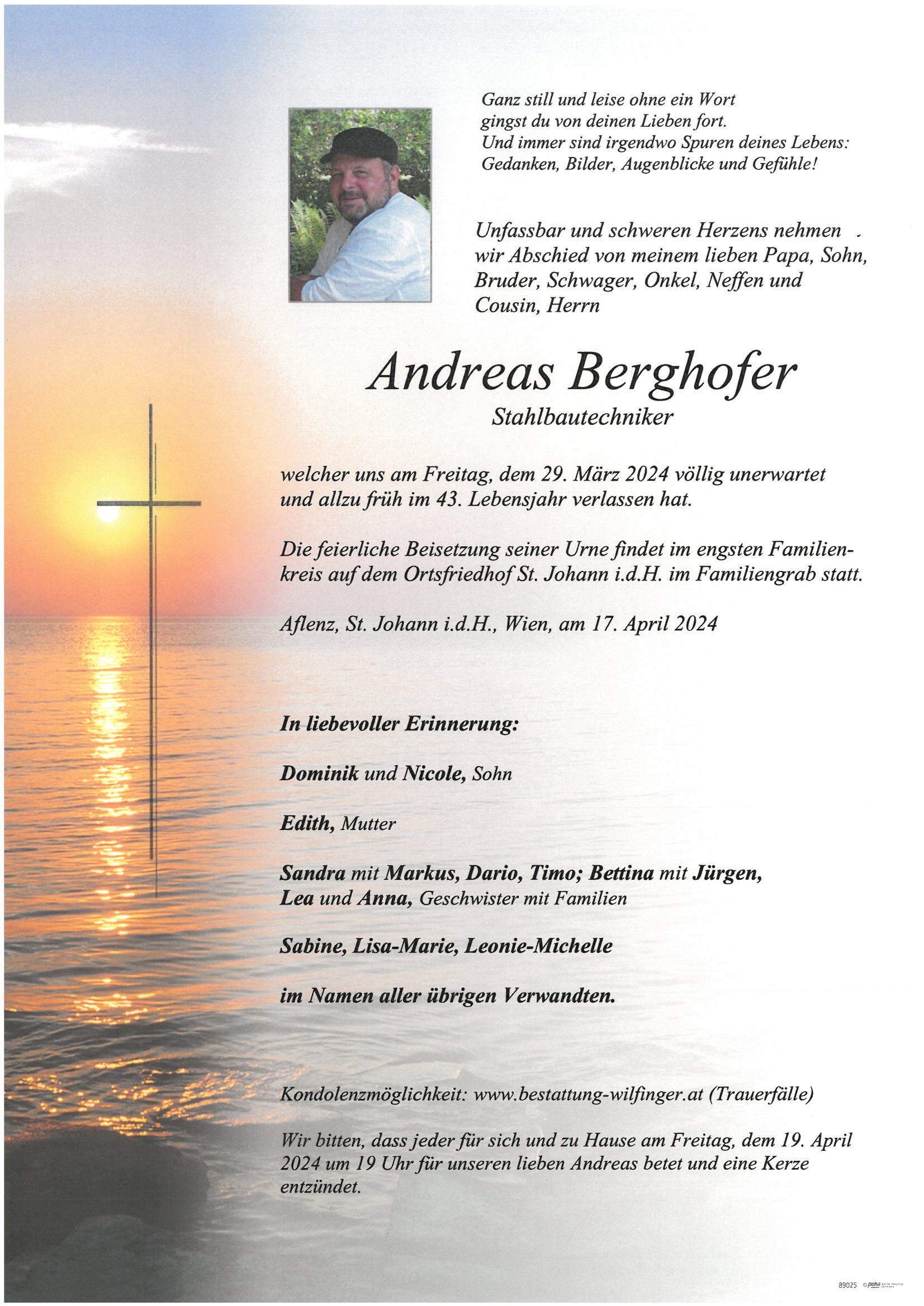 Andreas Berghofer, Wien-St. Johann i.d.H.
